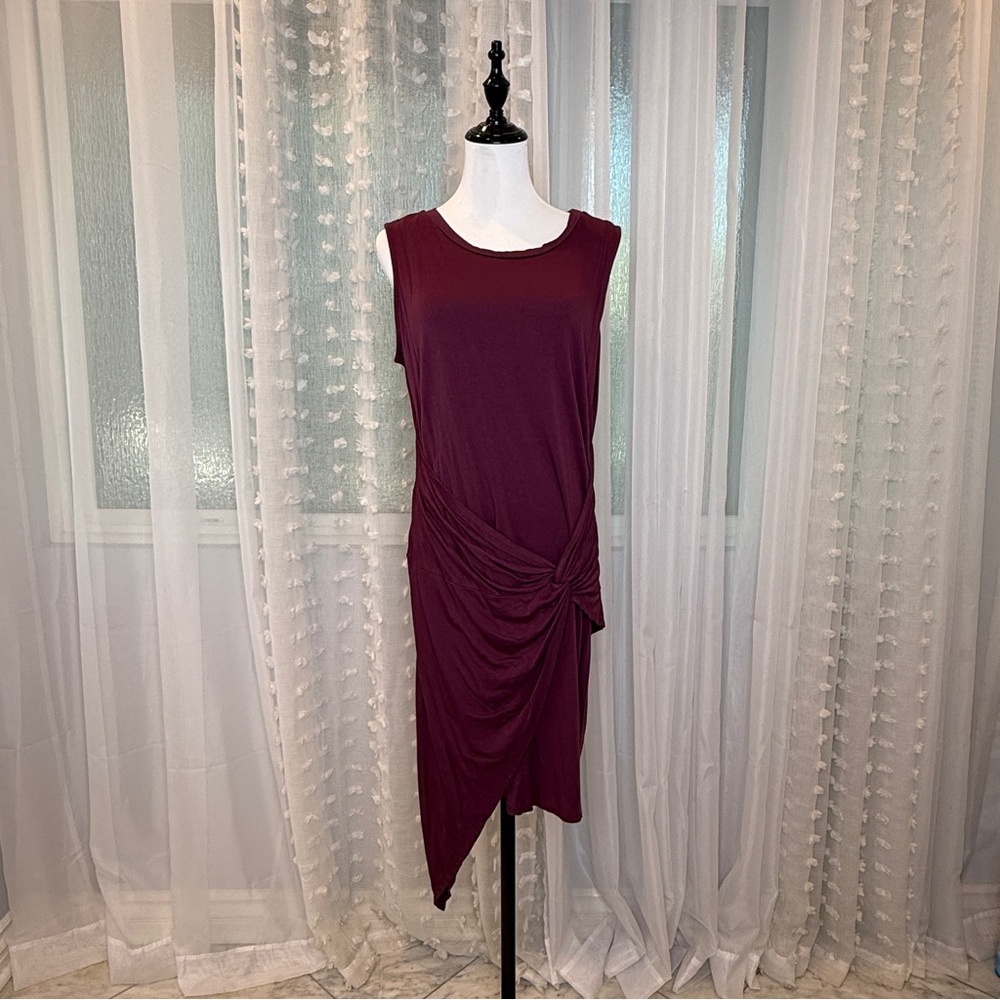 Mauve Knit Draped Sleeveless Dress